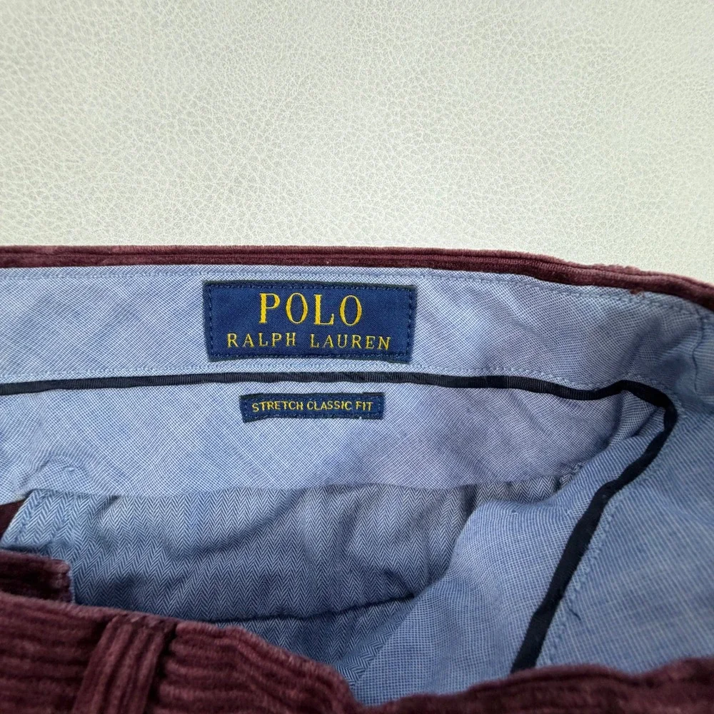 Polo Ralph Lauren Mens 35x30 Burgundy Corduroy Stretch Classic Fit Pants‎ Maroon